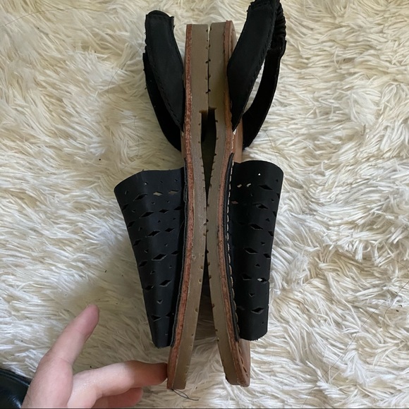 SO black slip on sling back sandals laser cut size 7 - Picture 4 of 7